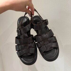 Vintage Espresso Brown Fisherman Sandals (7.5)